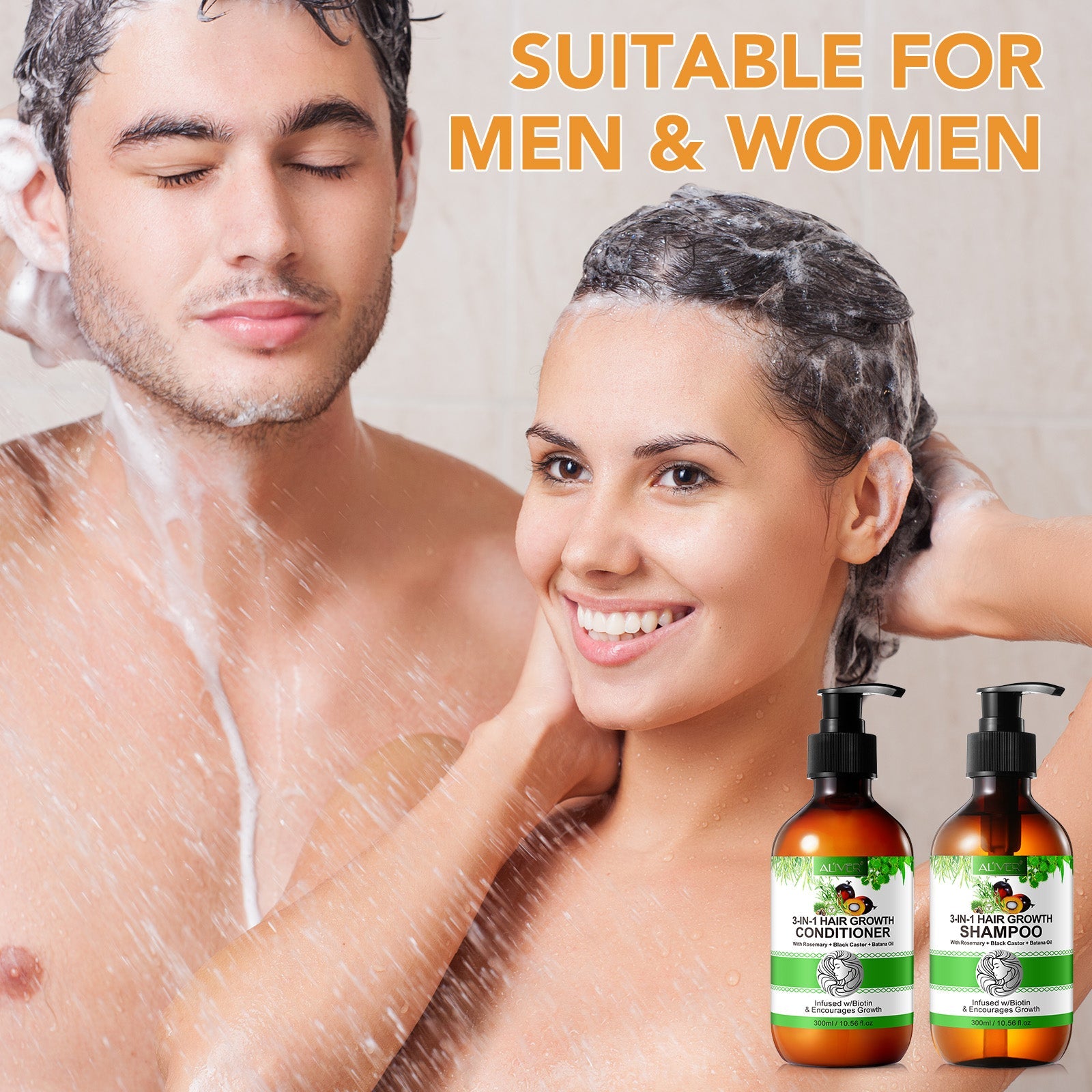 ALIVER 3in1 Shampoo + Conditioner (Rosemary & Black Castor & Batana)