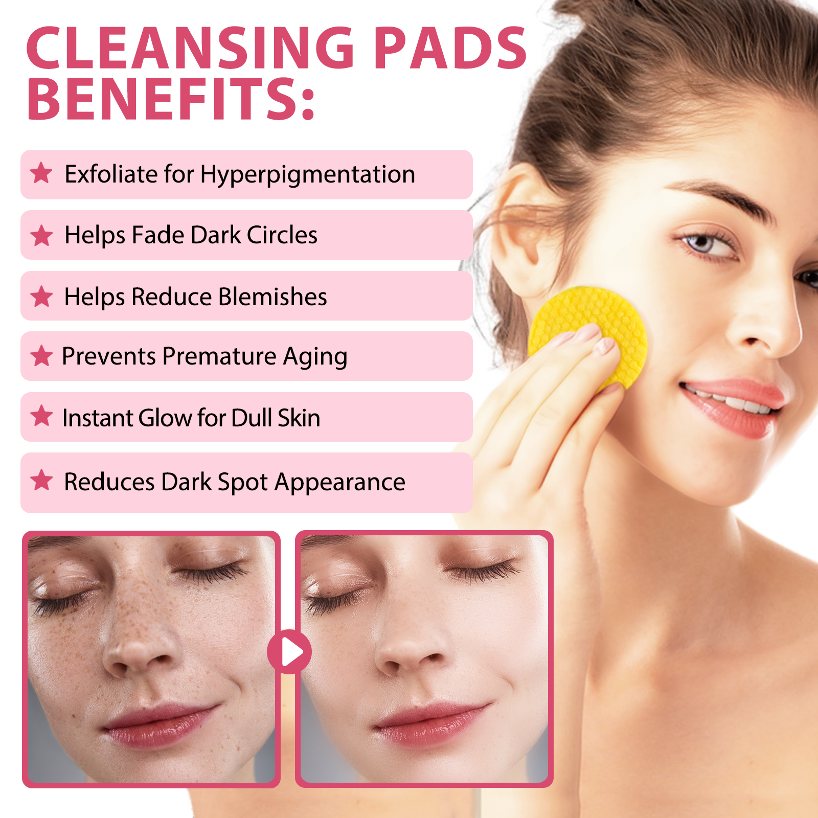 ALIVER Kojic Acid Turmeric Cleansing Pads 40p
