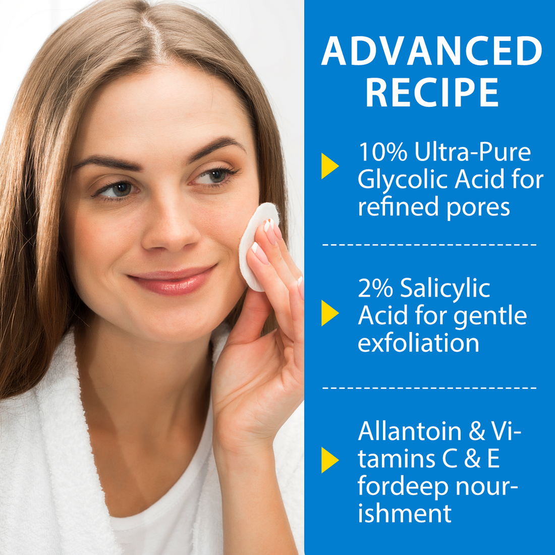 Aliver GLYCOLIC ACID PADSWITH VITAMINS B3,B5 & C, E 40p