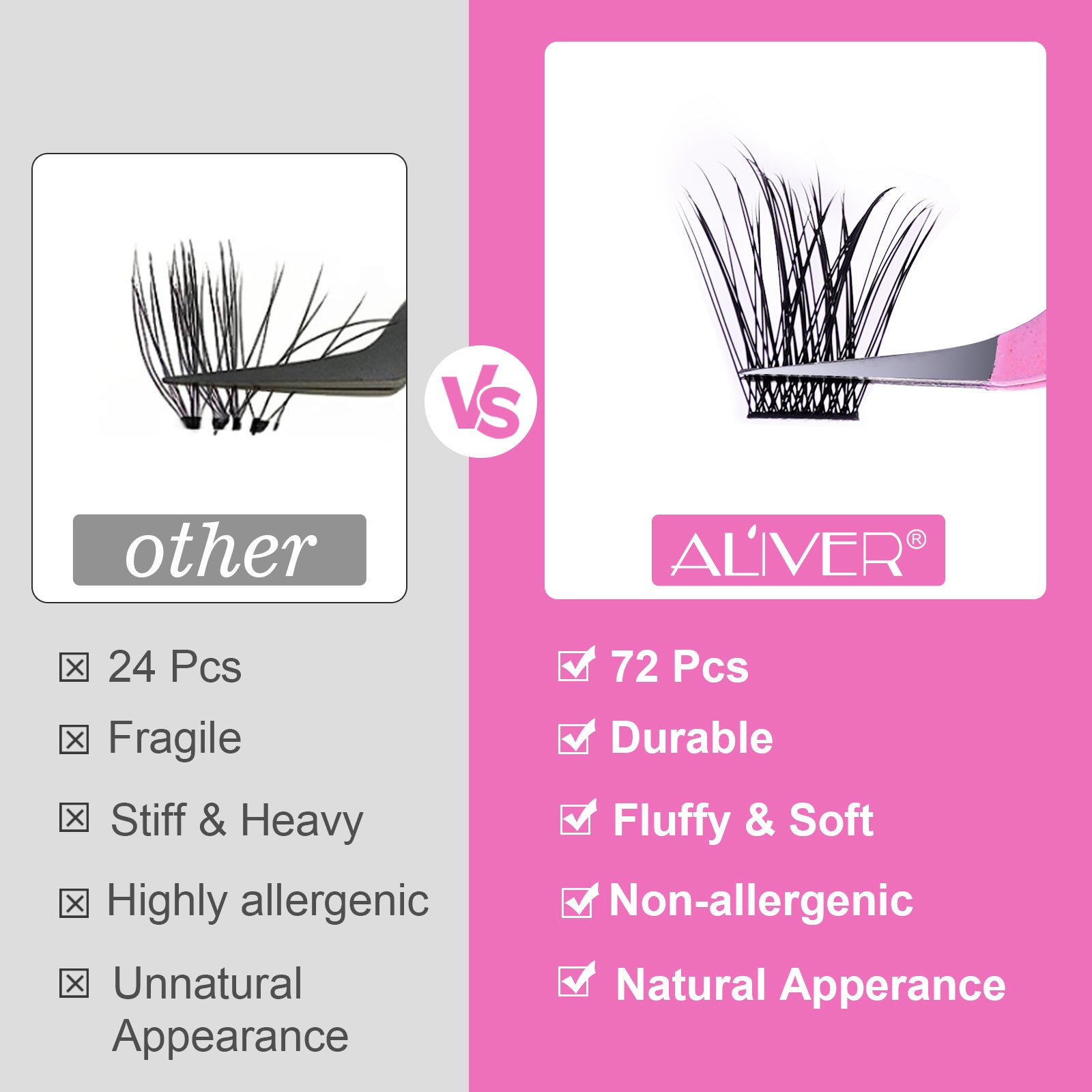 Aliver Lash Clusters Lashes Extensions