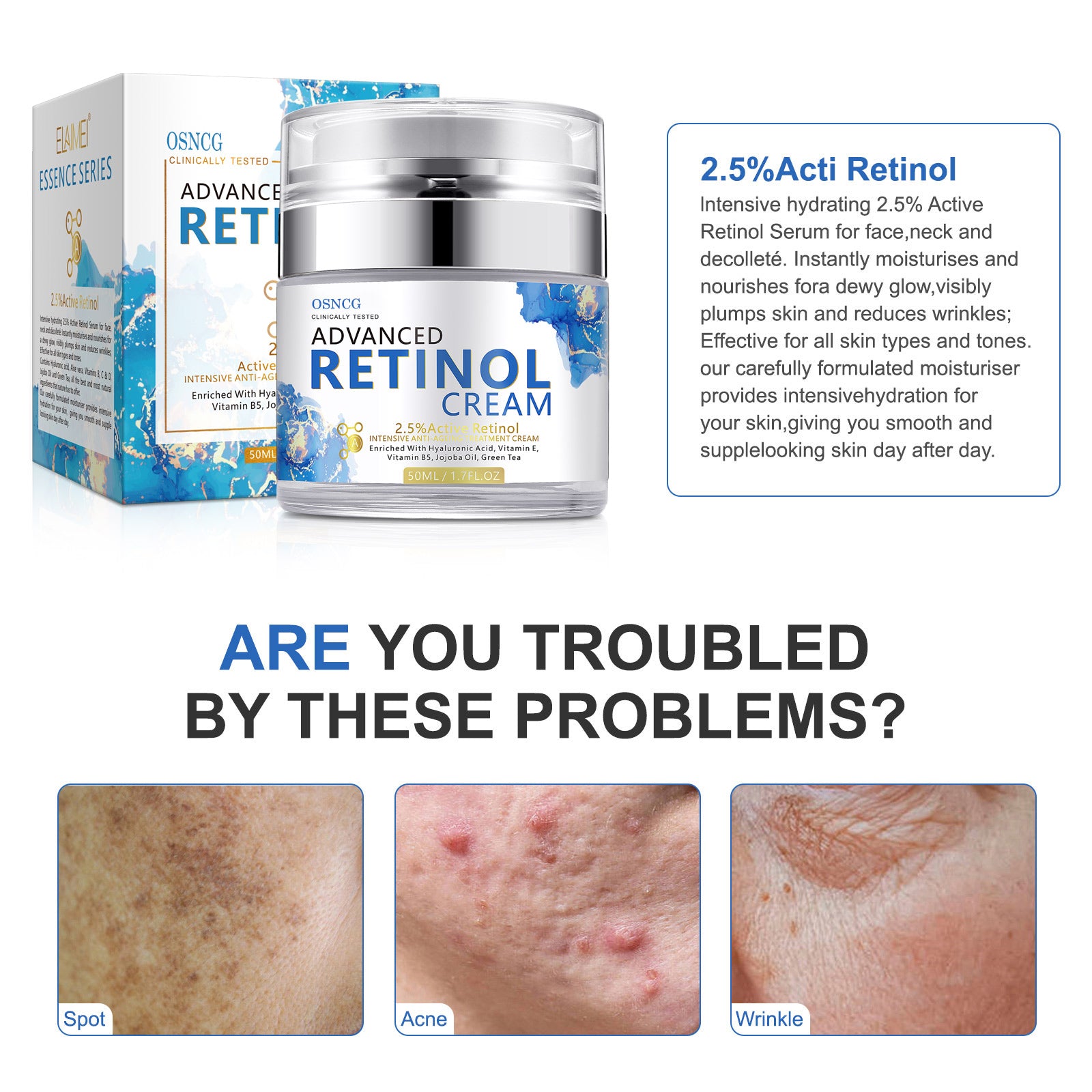 OSNCG Retinol Cream for Face with Hyaluronic Acid