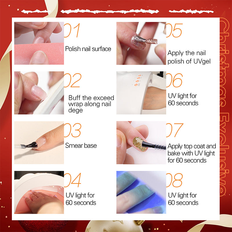 Aliver gel nail polish set, Merry Christmas with top and base coat - 6 Colors