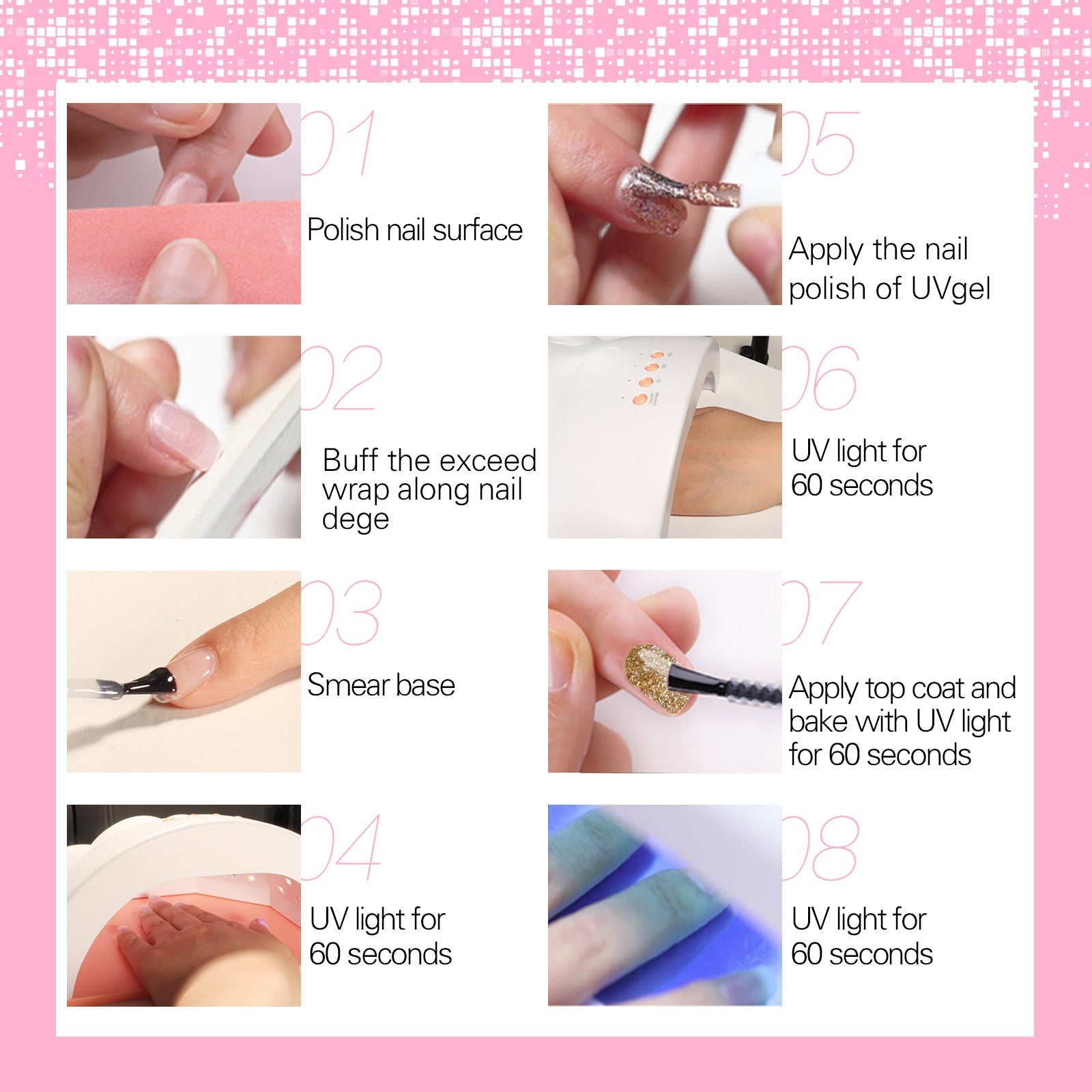 Aliver gel nail polish set, Pink Steam with top and base coat - 6 Colors