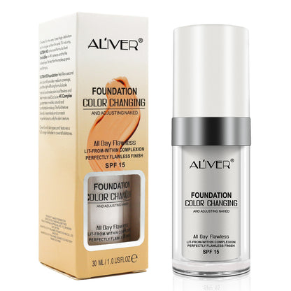 ALIVER Liquid Foundation + External Collection-Capsule Makeup Brush (Pink)