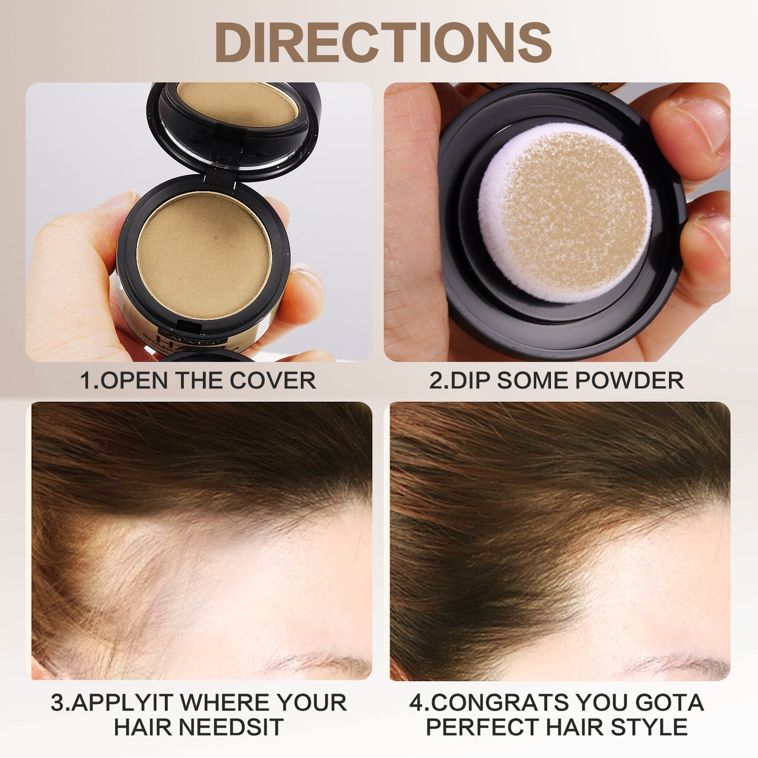 Aliver Instantly Hairline Shadow-Hair Shadow Powder, Quick Cover Black Hair Root Concealer, Eyebrows &amp; Beard Line,Unisex,Black