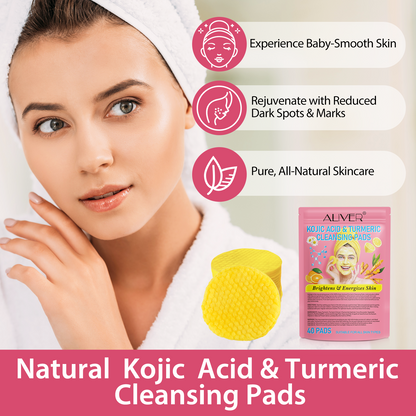 Aliver Kojic Acid and Turmeric Cleansing Pads for Face and Body 40 PCS