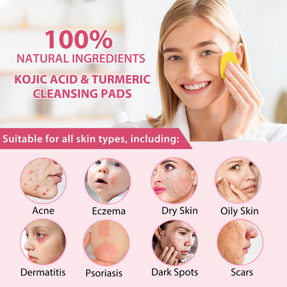 Aliver Kojic Acid and Turmeric Cleansing Pads for Face and Body 40 PCS