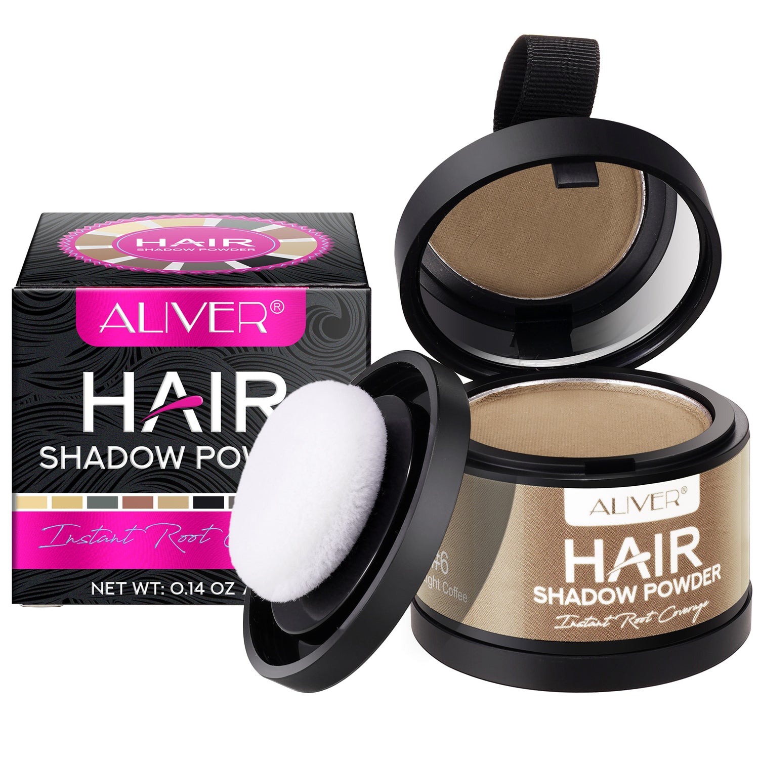 Aliver Instantly Hairline Shadow-Hair Shadow Powder, Quick Cover Black Hair Root Concealer, Eyebrows &amp; Beard Line,Unisex,Black