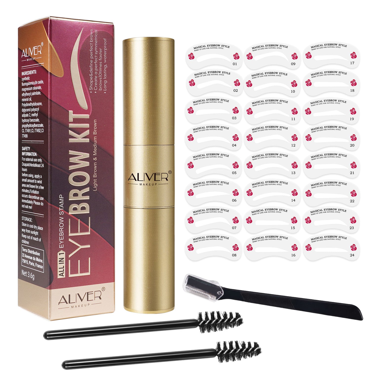 Aliver One Step Eyebrow Stamp Shaping Kit