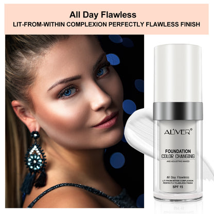 Aliver Color Changing Liquid Foundation-Flawless Warm Skin Tone Foundation Makeup-Lasting &amp; Concealer-1 fl oz.