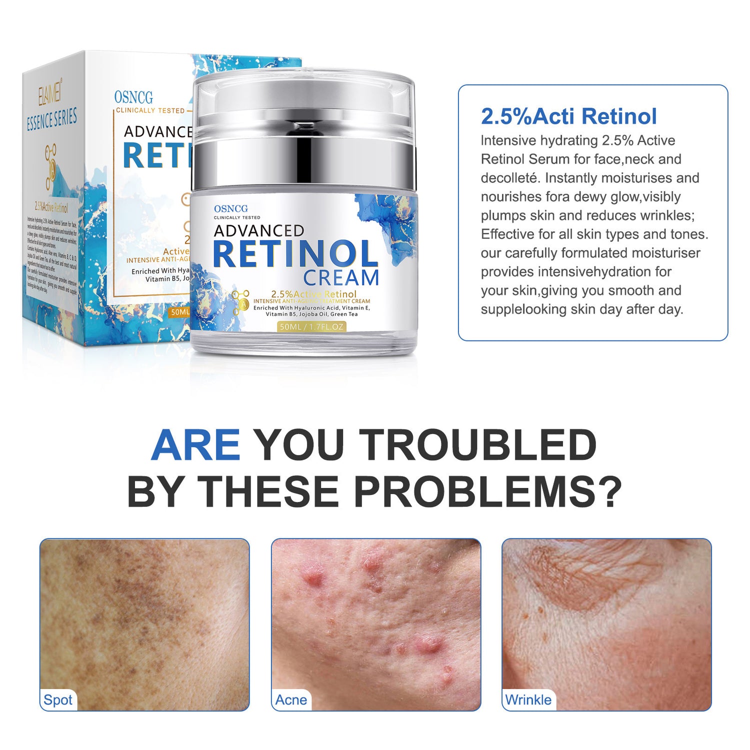 OSNCG Retinol Cream for Face with Hyaluronic Acid