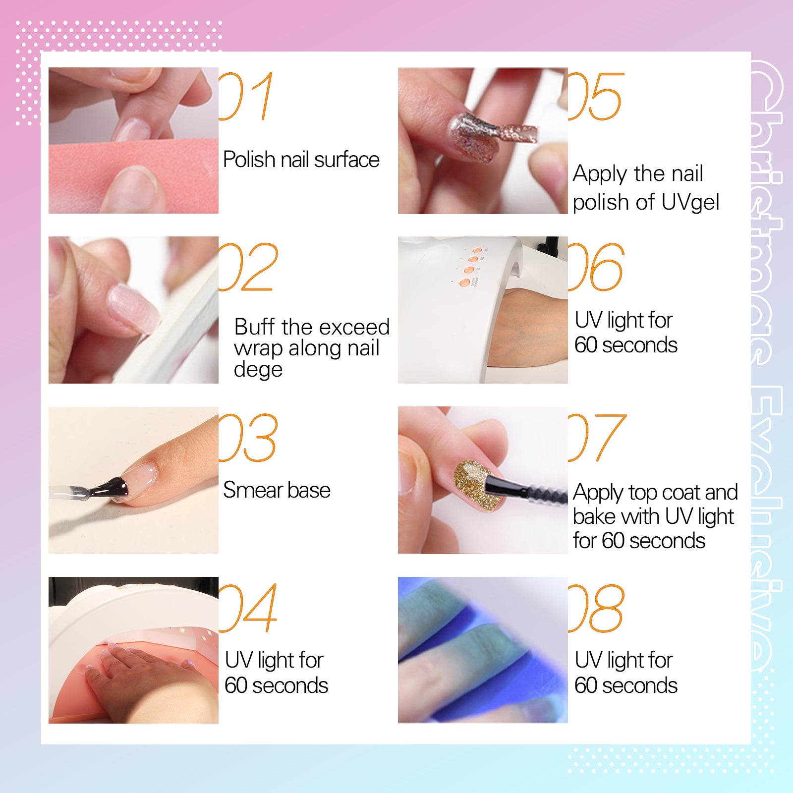 Aliver gel nail polish set, Candy Dream with top and base coat - 6 Colors